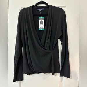 RACHEL Rachel Roy Black Wrap Blouse